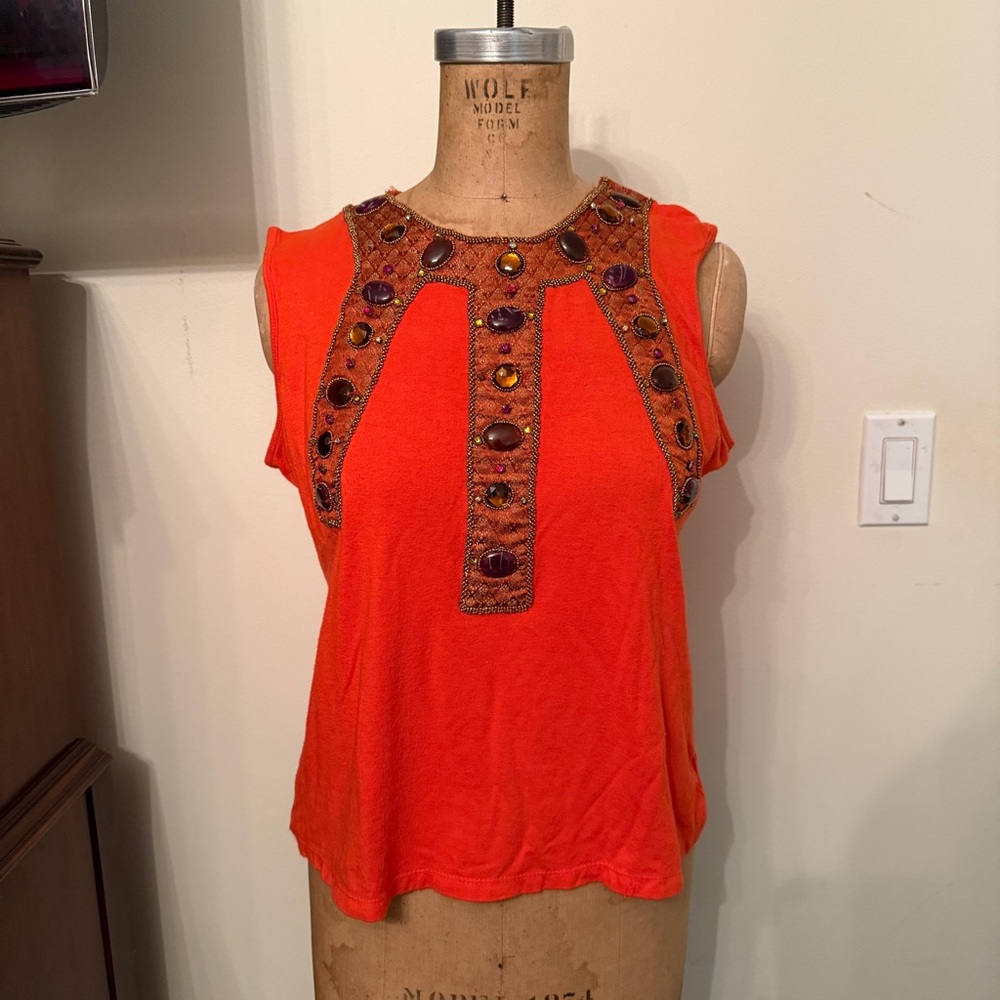 Y2K Nikka Anna Sui Rhinestone Embellished Beaded Tank Top